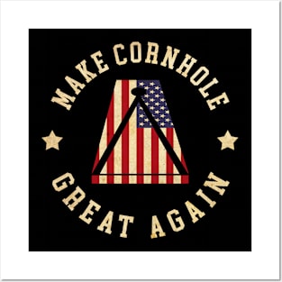 Make Cornhole Great Again Funny Cornhole American Flag Posters and Art